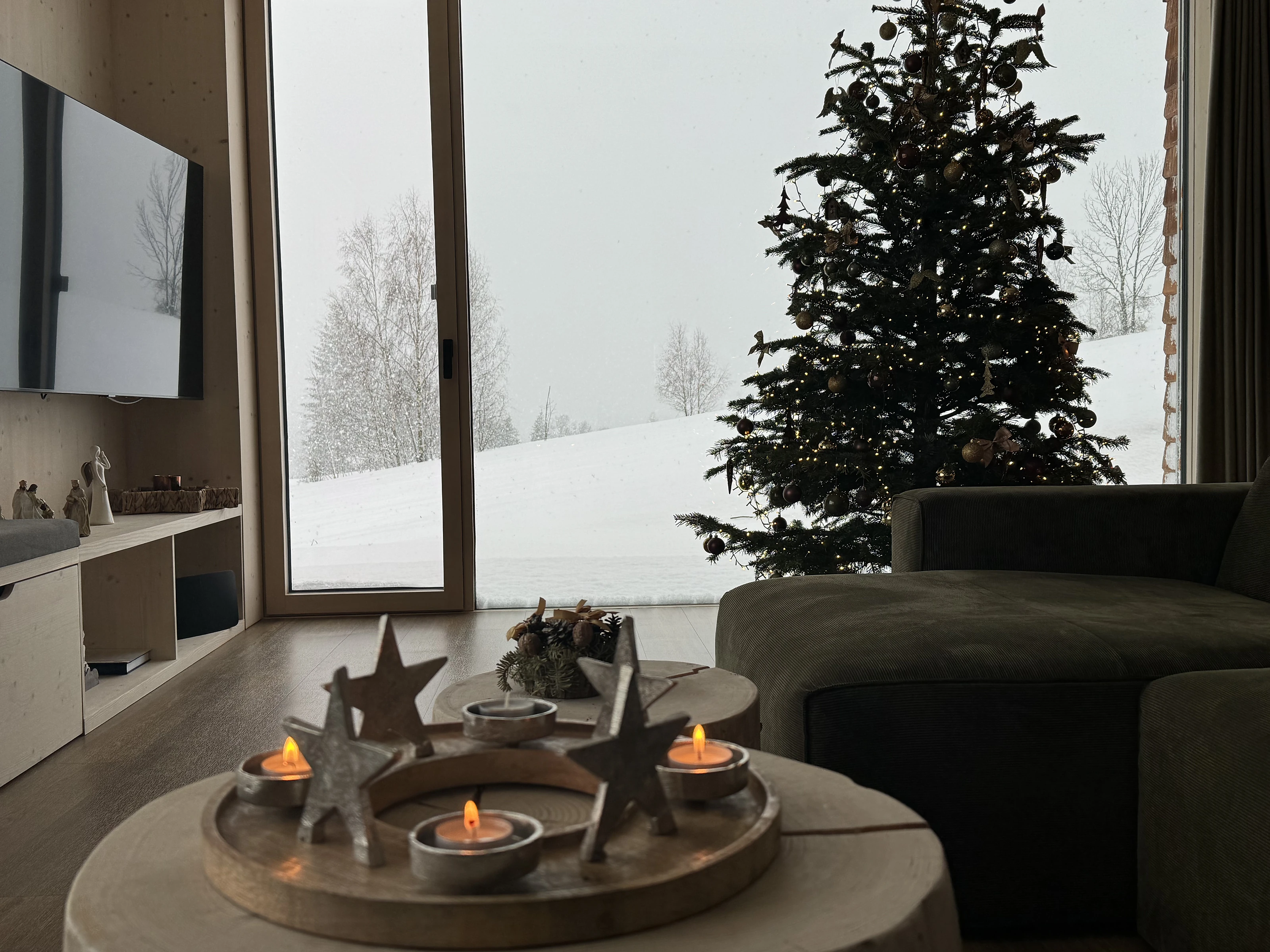 Advent candles in the living room