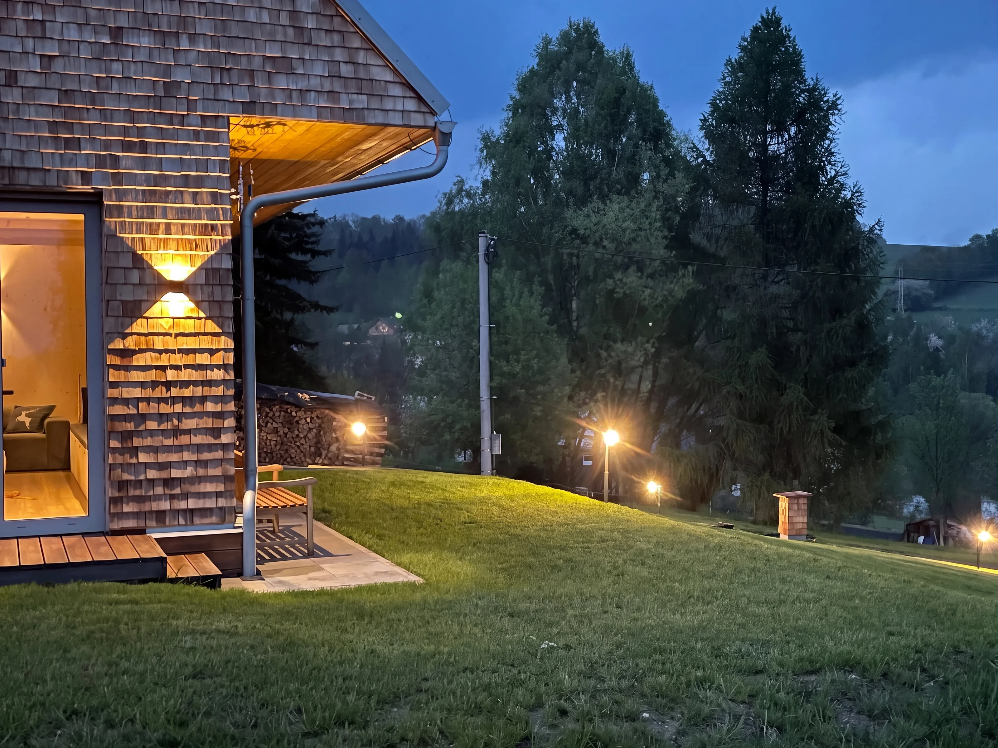 Chalet Bledule after dark