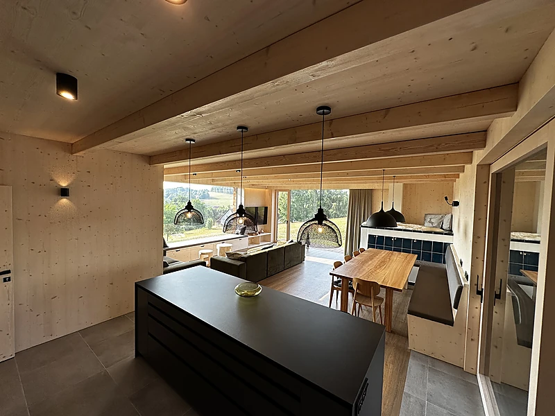 Kitchen island with the hob