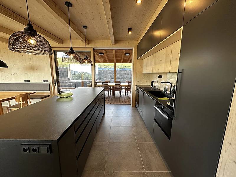 Kitchen island and the long dining table
