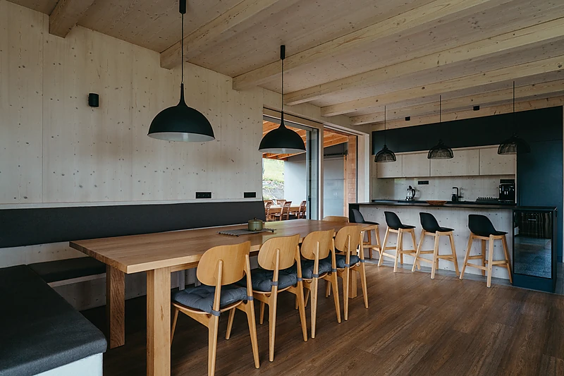 Dining table and the kitchen bar