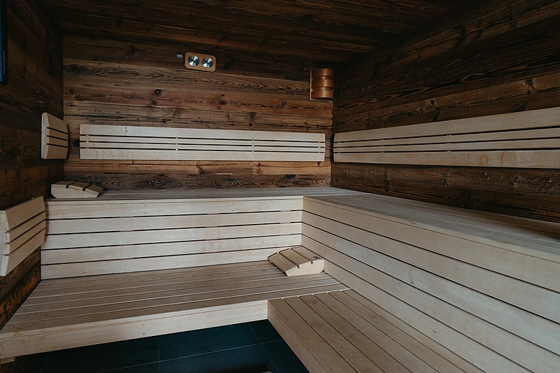 Sauna with benches of old timber