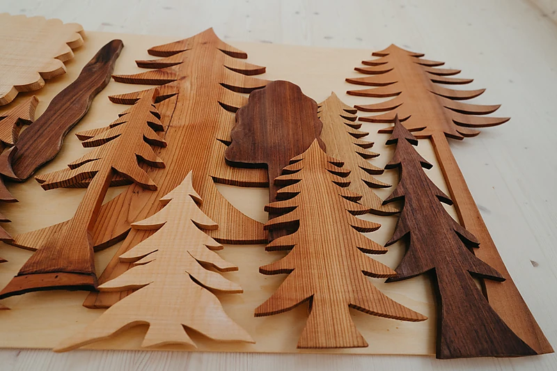 Trees cut out of wood