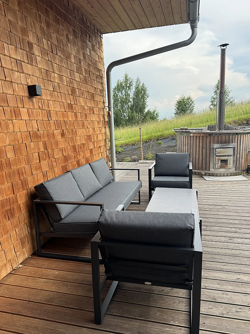 Seating on the covered terrace