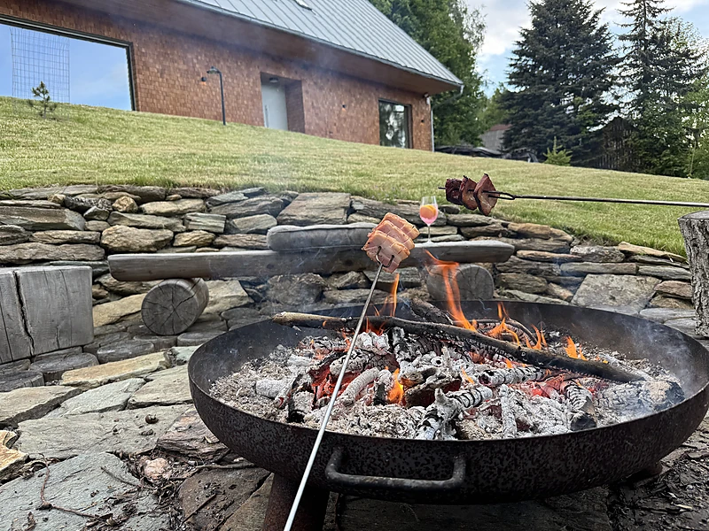 Toasting at the fire pit