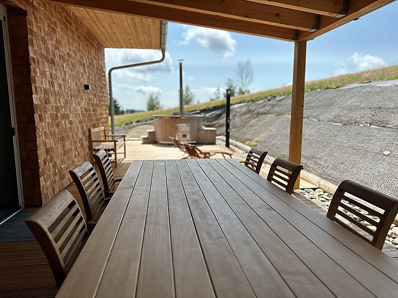 Large table on the covered terrace