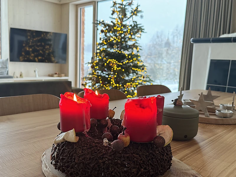 Advent candles on the dining table